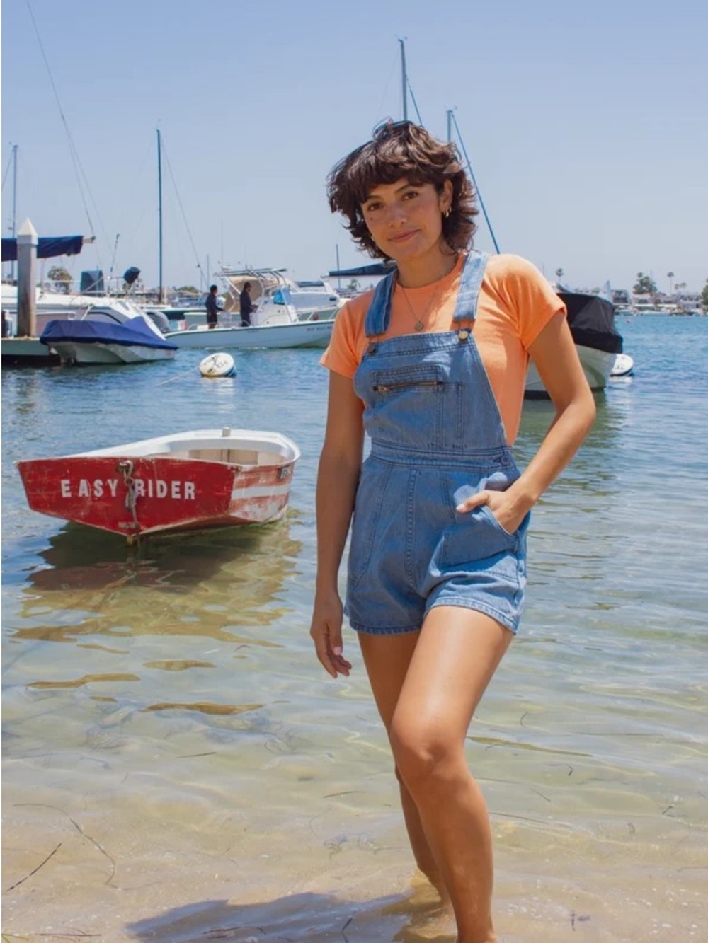 Jungmaven Alma Light Blue Denim Short Overalls